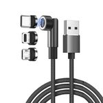 Gments 7 Pin USB C Charger Cable Magnetic 1M Charging Cable Type C Micro USB 3 in 1 Phone Charger Core 360° and 180° Rotating 480Mbps Nylon Braided Wire for iPhone Android Devices Accessories, Black