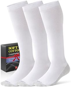 Bbfrey Men's Cotton Compression Socks for Men 20-30mmHg - Knee High Compression Socks for Flying Travel & Athletic