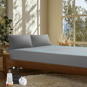 Grounding Sheets, 10% Silver Fiber & 50% Tencel & 40% Cotton, Grounded Fitted Sheet Only, Connected Earth Energy for Better Sleep, Grounding Bed Sheet 18" Deep Pocket(78"X80" Grey)