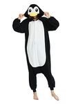 ECOCNACH Animal Onesie Adult Unisex One-Piece Pajamas Cosplay Costume For Men Women, Black Penguin, Small