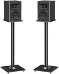 MOUNTUP Universal Speaker Stands Pair for Surround Sound, 31" Height Floor Speaker Stands, Holds Bookshelf Speaker Satellite Speaker Large Speaker, Up to 22LBS Cable Concealing 9.8" Plate Black MU9132