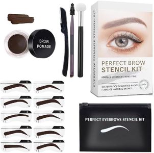 VIETNAM Eyebrow Stamp Shaping Stencil Kit with 10 Reusable Eyebrow Stencils Sticker,1 Double-End Brush and 1 Sponge Applicator,1 Razor,Long-Lasting Waterproof Eyebrow Kit(MULTI)