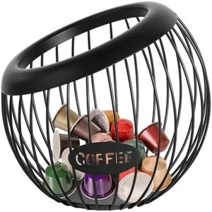 Coffee Pod Holder, Large Capacity K Cup Organizer, Metal Wire Espresso Pod Storage Bracket, Modern Coffee Capsule Cages, Countertop Storage Bowl for Snacks, Fruits