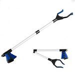 Reacher Grabber Tool, 32" Foldable Pickup Tool, Light weight Litter Picker Aluminum Reaching Aid with Rotating Rubber Gripper, Long Arm Extender for Elderly, Litter Trash Picker