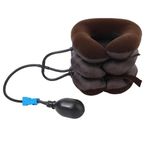 Dimore Inflatable Neck Brace Pillow Cervical Neck Traction Device Adjustable Neck Stretcher,Ideal for Spine Alignment and Chronic Neck Pain Relief. (BROWN)