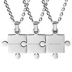 JewelryWe 3PCS BFF Necklace,Delicate igsaw Puzzle Pendant Best Friends Stainless Steel Jewelry for Men Women-Free Customized