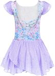 Arshiner Girls Ruffle Sleeve Ballet Dance Dress Crisscross Back Tutu Skirted Leotard
