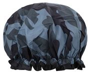 Lakifmo Shower Cap, Luxury Double Layer Silky Satin Shower Caps for Women Long Hair, Large Waterproof Shower Cap Men, Reusable Bath Shower Hat for Kids (Camouflage)