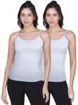 DChica Padded Camisole Bra for Women (Pack of 2) Sleeveless Undershirts with Adjustable Straps, Cotton Camisole | Tank Top/innerwear for Women(Color-Grey) Camisole Vest