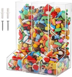 ZEAYEA Acrylic Wall Toy Dispenser, Hanging Organizer and Storage Bin for Playroom, Triple Divided Clear Holder for Blocks, Cars, Trains, Balls, Darts, Snacks