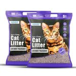 PETOSKA Activated Cat Litter- 10Kg | Lavender Fragrance | Scoopable Bentonite Clay Cat Litter | Advanced Clumping Scented Litter Sand | 99.9% Dust Free | Natural | Odour Control Pack of 2