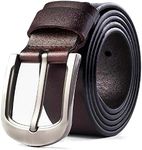 Men's Leather Belt 100% Full Grain Genuine Thick Leather with Anti-Scratch Pin Buckle Great for Jeans, Casual, Formal, Work Wear