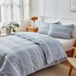 Duvet Cover California King, Ultra Soft Microfiber, Boho Duvet Cover California King, 3 Piece Breathable Bedding Set with Zipper Closure, Corner Ties, (104x98 Inch, Light Blue)