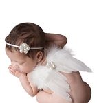 HugeStore Baby Photography Props Newborn Angel Feather Wings Headband Photo Props for Girls White