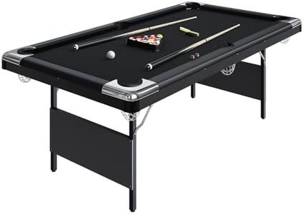 Garvee 7 Billiards Table, Adults Folding Billiards Tables, Portable Pool Table, Pool Tables Set for Family Game Room, Adult Rrec Room, Basements, Man Cave or Garage, Black