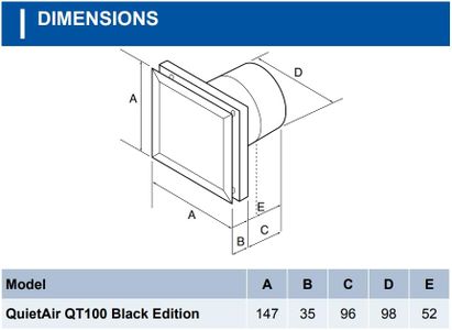 Airflow QT100 B Extractor Fan – Black Bathroom Ventilation
