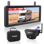 Wireless Backup Camera Solar Magnetic: 7.2‘’ 1080P HD Split-Screen Monitor with Strong Signal, 1Min Easy Install, DVR Recording, Portable Storage Bag, Back up Camera for RV, Truck, Trailer, Camper