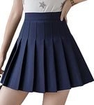 scicent Tennis Skirt Women's High-Waist Plain Pleated Skirts Skate Skirts Tennis Skirts Plaid Skirts School Uniforms A-line Mini Skirts Navy M UK 4 6