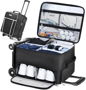 CAB55 Golf Trunk Organizer with 4 Wheels, 2 Layer Waterproof Car Golf Organizer with Separate Ventilated Compartment for 2 Pair Shoes, Golf Gifts (Black)