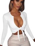 BORIFLORS Women's Sexy Tie Up Crop 