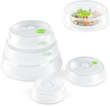 Flexzion Microwave Covers For Food Splatter Guard Protector (Set of 5, Green) - Food Cover Lid With Steam Ventilation Window Dish Washer Safe - Mixed Sizes For Large & Small Food Plates Bowls