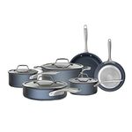 Bialetti 07466 Sapphire Induction Compatible nonstick Hard Anodized pots and Pans, 10 Piece cookware Set, Dark Blue