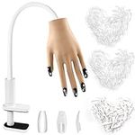 Practice Hand for Acrylic Nails, YINGJEE Silicone Nail Practice Hands with 300PCS Nail Tips Never Fall Off, Flexible Movable Fake Hand Fingers Never Break, Hand for Nail Practice