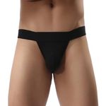 AM Zone Men's Polyester Spandex Thongs Brief Underwear (Pack of 1) (AM-ML-07604) Black (Large)