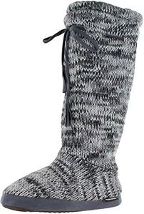 MUK LUKS Tall Fleece-Lined Slipper Boot Women US 7 Gray Winter Boot