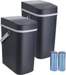 desired tools 2 Pack Touchless Trash Can with Lid and Handle - 2.6 Gallon Waterproof Motion Sensor Garbage Can - Small Trash Bin for Kitchen, Bathroom, Office - 10L Gallon Capacity Garbage Bin, Black