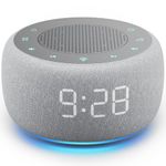 Buffbee Sound Machine & Alarm Clock 2-in-1, 18 Soothing Sound, 7 Night Light, Sleep Timer, Precise 30-Level Volume Control White Noise Machine, A-Grey