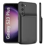 Battery Case for Samsung Galaxy S23 Plus,Extended Backup Battery Charging Case for Samsung Galaxy S23+ Plus 5G - 5000mAh Rechargable Power Bank Charger Cover,Added More Extra Juice, Black