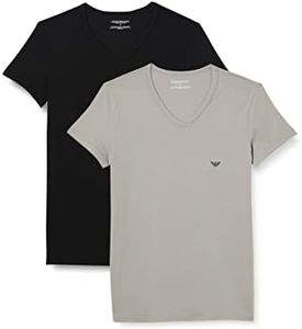 Emporio Armani Men's T-Shirt (Pack of 2), Multicoloured (Black/Grigio), L