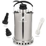 FLUENTPOWER 3/4HP 3300GPH Submersible Sump Pump, Stainless Steel Utility Water Pump, Manual Control with 26ft Cord for Pool Tub Garden Pond Basement Flood Cellar Draining
