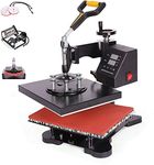 CREWORKS 5 in 1 Heat Press Machine, 30x22cm 600W Professional Heat Press, 360 Degree Swivel Heat Press Machine for T-Shirt Bag Mug Plate Hat More