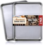 13x18 Aluminum Baking Sheet Pan (2 Pack), Commercial Half Size Rimmed Baking Pans for Oven, Freezer, & Bun Racks, Heavy Duty Baking Sheet Cake Pan, Extra Large Cookie Sheets for Baking & Cooking