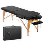 PrimeZone Black Massage Table Portable - 2 Folding Lash Bed with Carrying Case & Face Cradle for Eyelash Extensions, Spa, Facial, Hight Adjustable Tatto Table, 84" x 32"