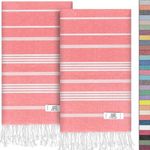 EPHESUS TOWELS Hand Towels - Set of 2 | 18" x 30" - Decorative Turkish Hand Towel for Bathroom, Kitchen, Guest, Face, Hair, Tea, Dishcloth (Sultan, Coral)