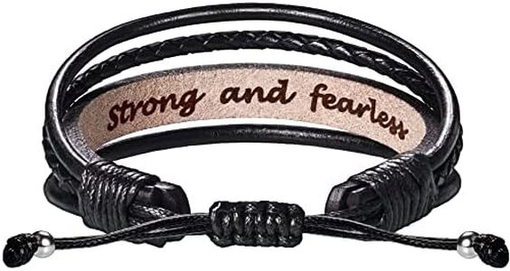 Btysun Inspirational Leather Bracelets for Men Women Gifts for Him Her Uplifting Quotes Hidden Message Engraved Best Friend Bracelets Christmas Gift for Dad Uncle Brother Husband Birthday Jewelry
