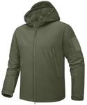 TACVASEN Waterproof Jacket Men Softshell Fleece Jacket Outdoor Camping Hiking Coat, Green, UK L (Tag XL)