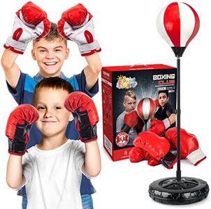 Springflower Big Punching Bag for Kids Included 2 Pack Boxing Gloves, Boxing Toys for Boys, Boxing Bag Sets with Height Adjustable Stand, Gift for Boys & Girls Age 5,6,7,8,9,10 Years Old