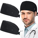 ABAMERICA Working Caps with Button and Sweatband, Adjustable Working Hats for Women Men, One Size(Tie Back or Toggle)