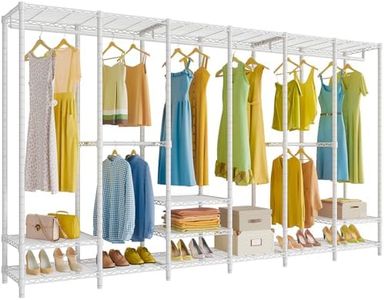 VIPEK V60 Extra Large Clothes Rack Portable Closet Rack Freestanding Wardrobe Heavy Duty Garment Rack Metal Closet for Hanging Clothes, Bedroom Storage Organizer, Max Load 1620lbs, White