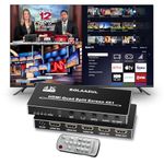 HDMI Multiviewer Switch 4K 4X1, BolAAzuL Quad Multi-Viewer 4 in 1 Out HDMI Switcher Split Screen Seamless Switching with IR Remote, 5 Viewing Modes, 1080P, for PS4 DVD Camera PC to TV Monitor