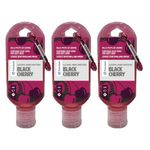 Palm Safe Black Cherry 3 Pack 60ml Anti Bacterial Premium Hand Sanitiser Travel Size Refillable Clip Bottle Quick Drying Non Sticky Extra Moisturising Kills 99.9% of Viruses and Bacteria