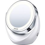 Beurer BS49 Illuminated Vanity Mirror, Rotatable Make-Up Mirror With Normal And 5x Magnification, Battery Operated LED Cosmetic Mirror, Ideal For Make-Up Or Shaving