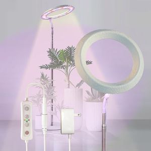 Qux 10” Halo Pro Grow Light,Full Spectrum LED Freestanting Plant Grow Lamp for Indoor Larger Plants with 3 Kind of Light Colors switchover & 10-Level Dimmable,Auto On Off Timing 4/8/12Hrs (Relief)