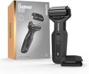 MANSCAPED® The Chairman™ Plus Men’s Electric Foil Face Shaver - Two Interchangeable Blade Heads, SkinSafe® Three-Blade Foil & Precision Sideburn & Jawline Trimmer, USB-C Charging, Gentle on Neck Area