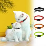 BURAQ Nylon Pets 3 Pcs Perfect Plain Cat Collar For Indoor & Outdoor, Strong Breakaway Cat Belt, Adjustable & Durable, Accessories For Cats-Color May Vary (Pack Of 3),15 cm,W_2 cm