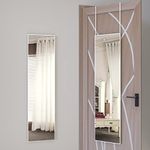 BEAUTME Over The Door Mirror Full Length Mirror Door Mirror Wall Mirror Hanging with 2 Metal Hangers for Bedroom Living Room Bathroom 47" x 12" / 119.3x30.4cm, White